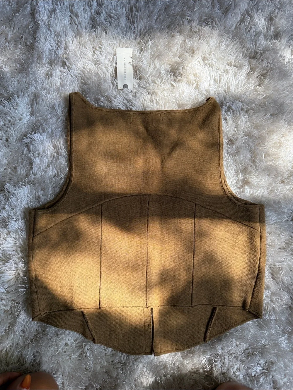 NWT By Anthropologie Khaki Structured Knit Corset Top - Picture 9 of 9